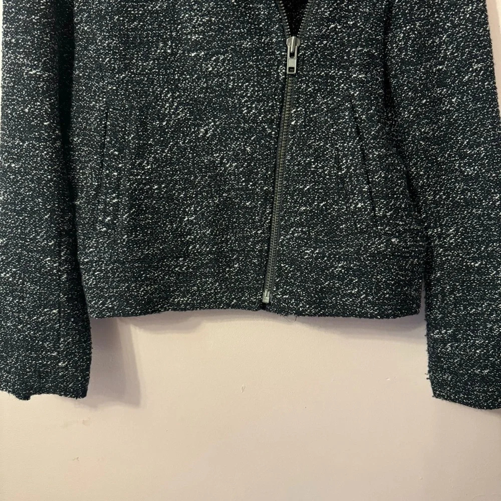 J Crew  Women Moto Boucle Tweed Jacket Black Full Zip Women Size 6 - Picture 2 of 8